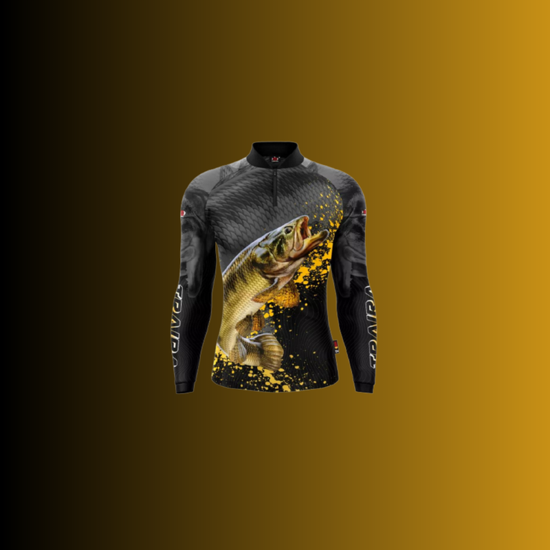 Camisa  Blusa De Pesca Peixe Traíra Preta Proteção Uv50