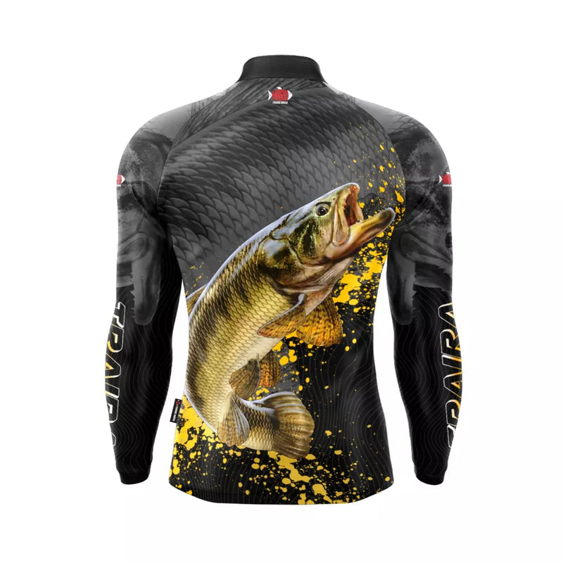 Camisa  Blusa De Pesca Peixe Traíra Preta Proteção Uv50