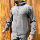 Blusa Corta Vento Slim Poliester Preto Marinho e Cinza