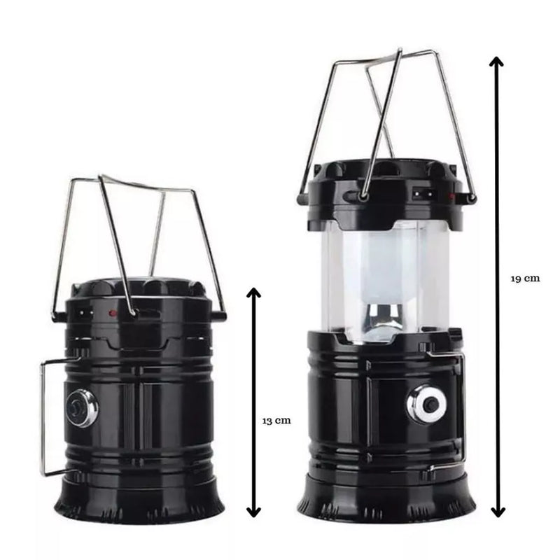Lanterna Solar e Energia Estilo Lampião para Camping Pesca etc